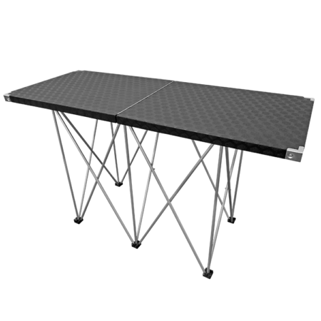 Mesa para Dj en madera con recubrimiento plástico de alto tráfico y patas de aluminio plegables