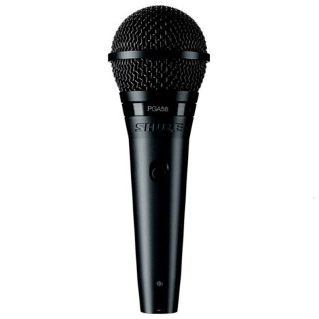 Hipercentro Electronico micrófono profesional alámbrico de mano para voz principal y coros eventos conferencias SHURE PGA58 negro