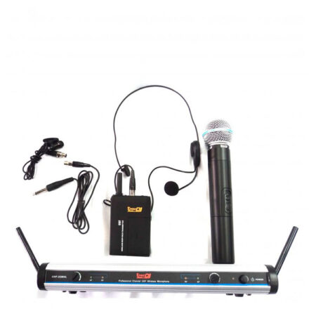 Hipercentro Electronico combo de micrófono inalambrico diadema, solapa y mano PRODJ UHF 22MHL