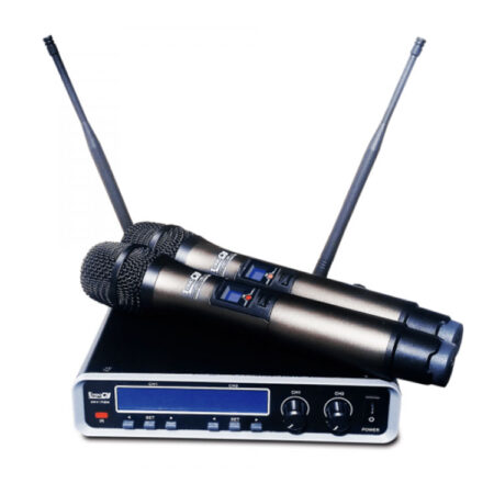 Hipercentro Electronico micrófono inalambrico doble de mano profesional UHF PRODJ UHV-712M